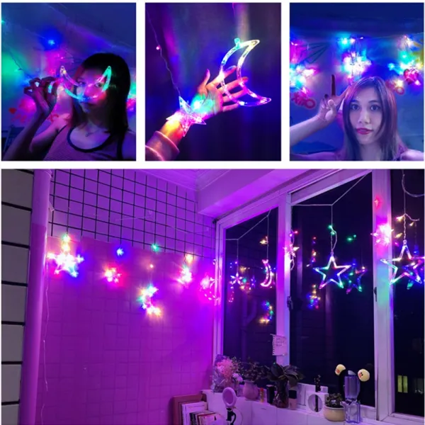 앵두전구 크리스마스 감성캠핑 장식품 알전구 별 달 조명 led 텐트 커튼 WG201112128Z, led 3.5 미터 광음 성 월 등 삽입 원 격 조종