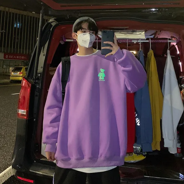 캐주얼 이지맨투맨 뚱보 200근 가을 커플룩 라운드넥 남녀 5XL 조류 중국식홑저고리 뚱뚱한 청 소년