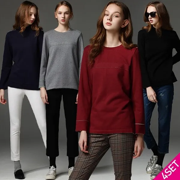  신세계tv쇼핑 4set 홈쇼핑방송/르오트 소프트 기모 티셔츠 4종set