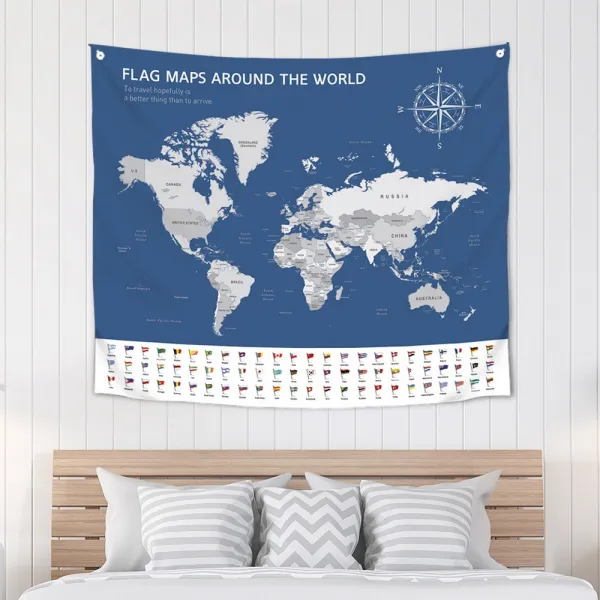 상상후 초대형 북유럽 패브릭포스터 가림막 가리개 150x130 27_세계지도_세계국기