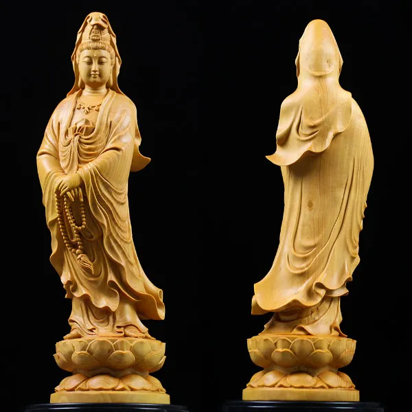불교용품 회양목 25cm 자재관음보살 입불상