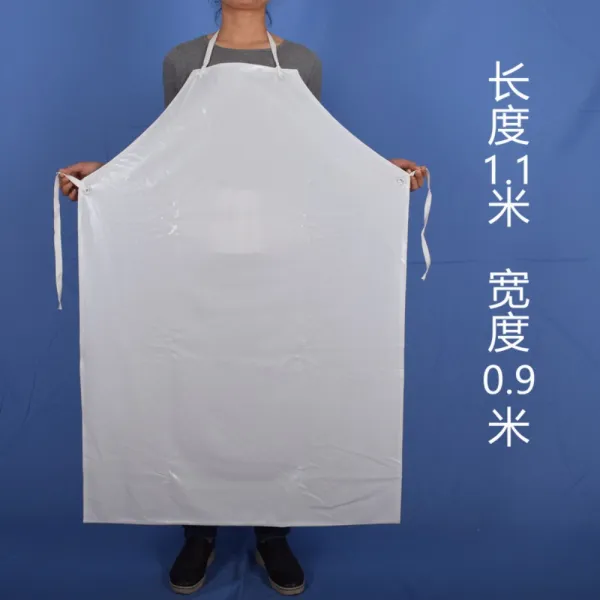 PVC 완병 방수 기름튐방지 정육점 주방 업소용 내구성좋은 앞치마, 흰색 두꺼운 버전 110 x 90