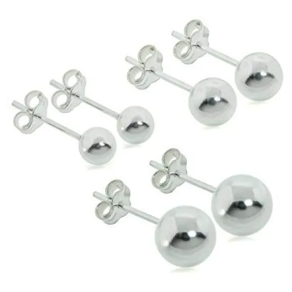 3 Pair 세트 Of Sterling 실버 라운드 볼 Stud Earrings Includes 5mm 7mm Sterling 실버 Prod1620116580