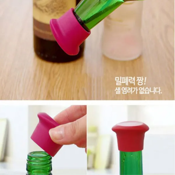 실리콘 병마개 병뚜껑 (5개) 밀폐용기 소주병 와인병