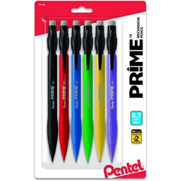 6 펜텔 국무 기계적인 연필 0.7 모듬 배럴 컬러 팩 (AX7BP6M) 9999992153086, One Size, One Color