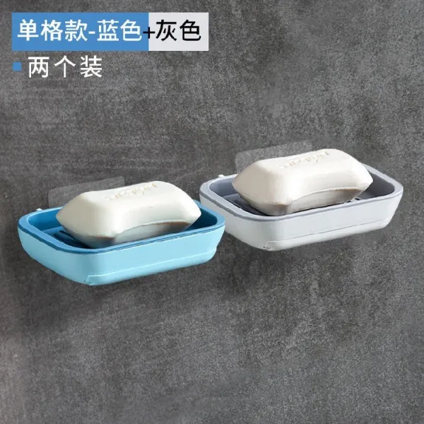 비누케이스 독창적 물빠짐 화장실 흡판 슬드거치대 양식 무타공 기숙사 사용 레이어드 단칸돈 블루 _타바스그레이 2개입