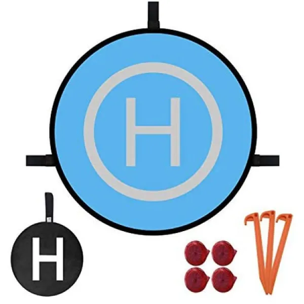 WinPower 랜딩 패드 드론 용 헬기장 주차장 주차 파트 접이식 범용 형 표리 양용화물 봉투 포함 직경 75CM, 블루