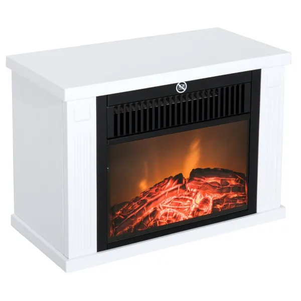 HOMCOM 전기 led 벽난로 히터 가정용 단독주택 엔틱 화이트 난로 유럽 독일 인테리어 1200W, 단일품목