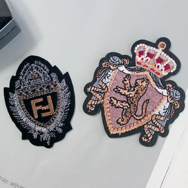 다이찌몰 럭셔리견장 2종 와펜 2시리즈 자수 패치 열접착, 1개, 2번 럭셔리 F견장
