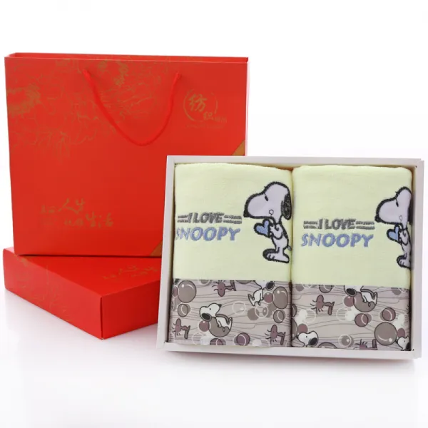 Others 순면 수건 선물케이스 세트 2 장 명절 잔치 광고 선물 자수 섬유 노예 개 보다 노란색 35 75 상세페이지 참조