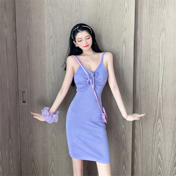 하이킹영 여신 범 섹시 원피스 여름 항 미 소심기 스트링 백 힙 니트 무릎 기장 스커트
