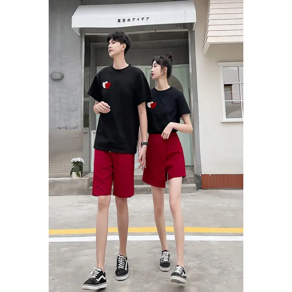 빵심해외직구 시밀러룩원피스 커플룩 여름옷 사랑하트 자수티 트렌드 디자인 감각 동색 계