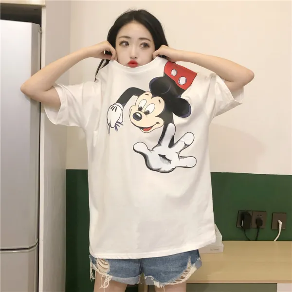 인싸템 티셔츠 여성 유행 순면 코튼 와이드 루즈핏 하라쥬크 Bf 무드 반팔 트렌드