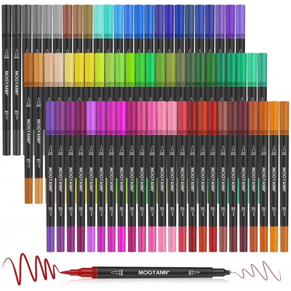 모계안 72 컬러링 펜 듀얼 브러시 펜 펠트 팁 펜 성인용 키즈 컬러링 북 캘리그라피 노트 필기 72컬러 블
