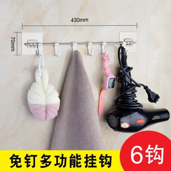 주방 후크 무펀지 강력 비스코스 헴라인 노킹 문 뒤 승중 점괘 일렬 스테인리스 스틸, 1, 면함 멀티 후크 40CM6