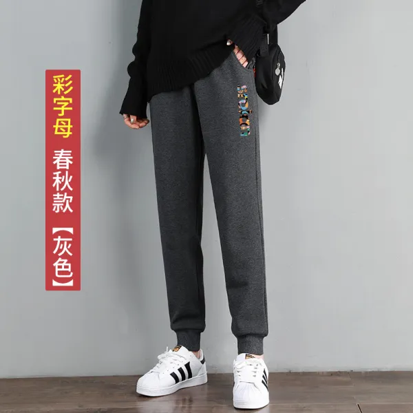 부부스튜디오 여자슬랙스팬츠 순면 코튼 트레이닝바지 여성 와이드 루즈핏 캐쥬얼 조거 팬츠 학생 드로스트링 소금 계 바지