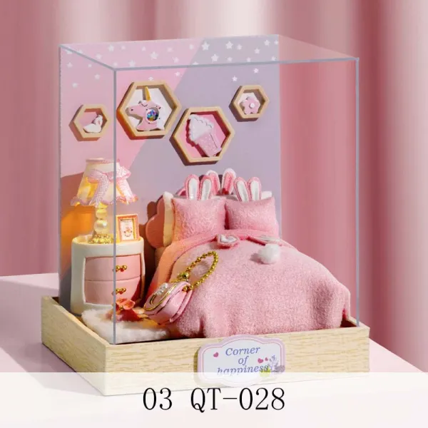 HY diy 오막살이 행복 각 핸드메이드 모형 완구 자그마한 집 창의적인 생일선물 녀성 XT20 A10, 03 QT-028