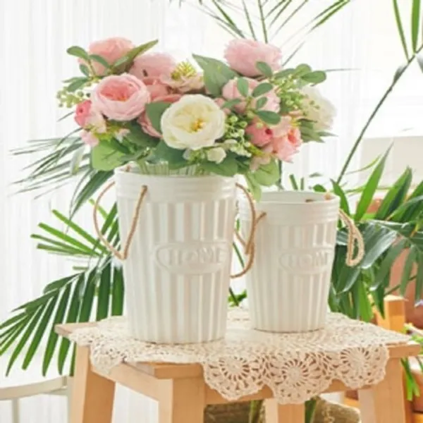 유리화병 노끈 핸들 도자기 HOME 화병 대 size 꽃병 오브제역할 ㉿OD 4076A0 상세페이 ♥33