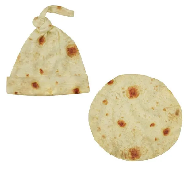 재미 있은 Burrito 아기 담요와 모자 창조적 인 담요는 Tortilla 짜임새를 던지십시오 사무실 소파를위한 최고 연약한 양털 던
