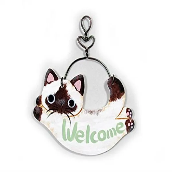 とんでる 고양이 Welcome 보드 살쾡이 씨 수제 고양이 상품 샴