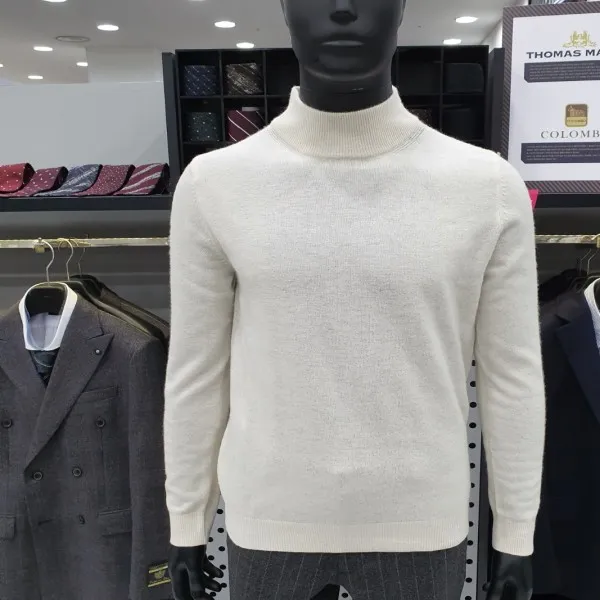 지이크 F 18F/W 아이보리색상 캐시미어 울 혼방 반폴라 터틀넥 긴팔 니트 FWU8016IV