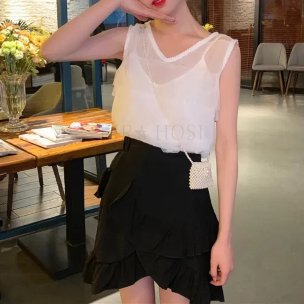 kirahosi 여자 민소매 베이직 블라우스 시폰 나시 윗도리 90호 Ajr8bc