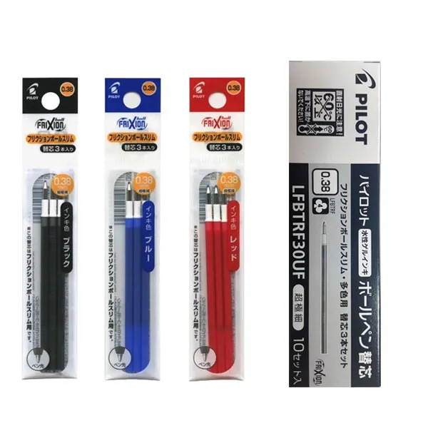 파이롯트 프릭션 슬림x멀티펜용 리필심 3입 (1갑), 0.38mm, 흑+청+적(3C) 1박스