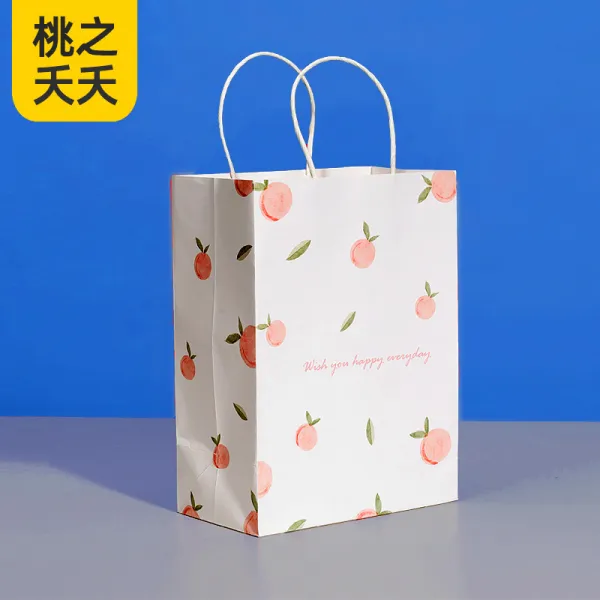 크라프트지 주머니 도트 자 맟춤제작 스승의날 밀크티 선물포장봉투 프린트 LOGO 2444893428, 50 개 크라프트지 주머니, 복숭아가싱싱하다.데일리세로롱21X와이드14X