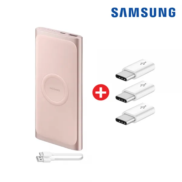 삼성전자 무선충전 10000mah C타입 보조배터리 패키지 삼성 무선 10000mah 핑크 +c타입젠더 3개