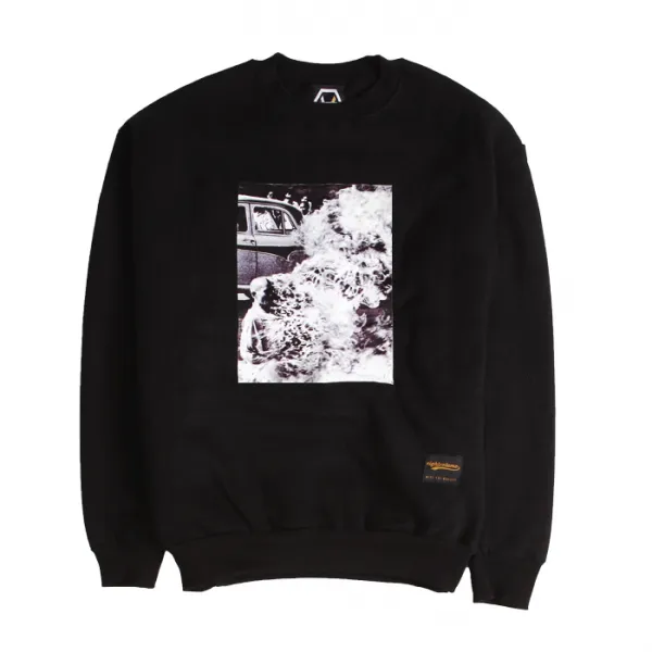 자체브랜드 에잇볼륨 너바나 기모 맨투맨 블랙