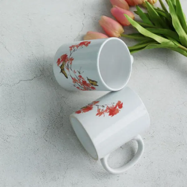 아트박스/꾸밈 Tk383 디자인머그컵2p 꽃과나비 본품