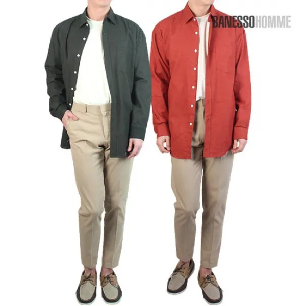 Banessohomme 오버핏 데미안 솔리드 셔츠 Slh412