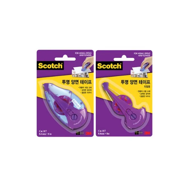 [감동] 3M 스카치 투명 양면테이프 017D + 017R 세트, 본품1개 + 리필1개