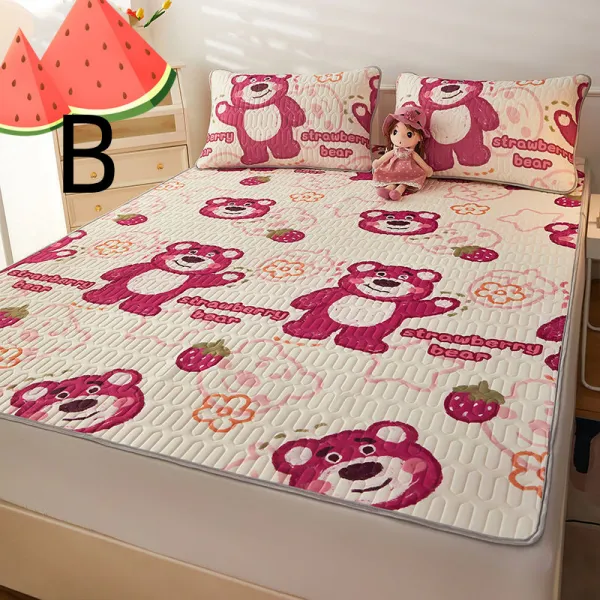 Sun Sir 캐릭터 천연 라텍스 돗자리 미끄럼 방지 항균 돗자리 3종 세트 세탁 가능 돗자리 아이스 돗자리베갯잇 한 쌍을 선물하다 B