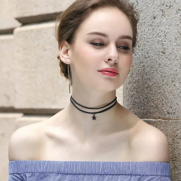 난색 choker 목걸이 스와로브스키 원소 크리스털 목걸이 목줄 펜던트 적용, 단일상품