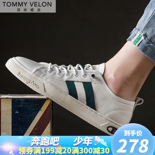 타 미 블 린 토 미 정품 캐 주 얼 화 남성 헤드 소 가죽 유럽 스 탠 딩 가죽 스키 니 남 플랫 슈 즈 여행 통기 성 내 마모 성 경 량 신발 남 화이트 38