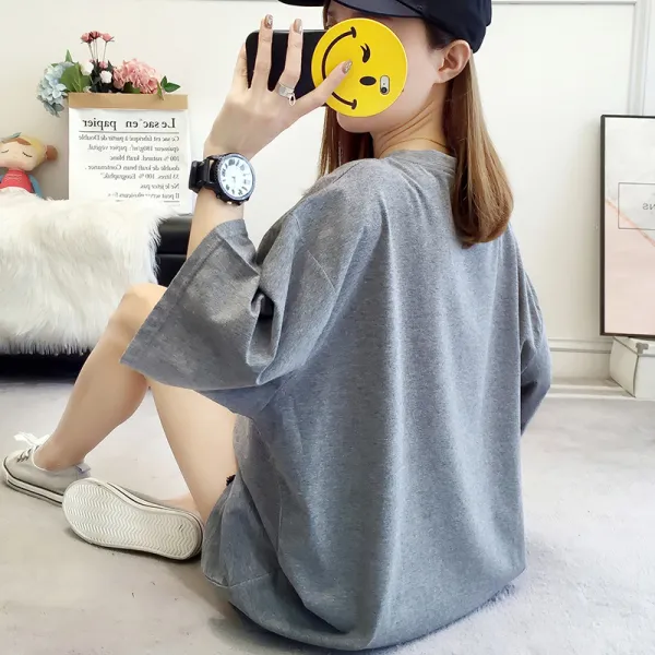 SIMKUNG 심쿵마켓 빅사이즈 오버핏 레터링 프린트 반팔 티셔츠