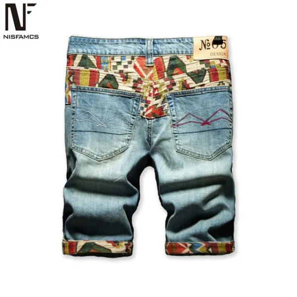 빈티지 여름 반바지 남성 청바지 캐주얼 참신 힙합 청바지 2019 하라주쿠 Streetwear 패치 워크 청바지 하와이 비치 반바지 진