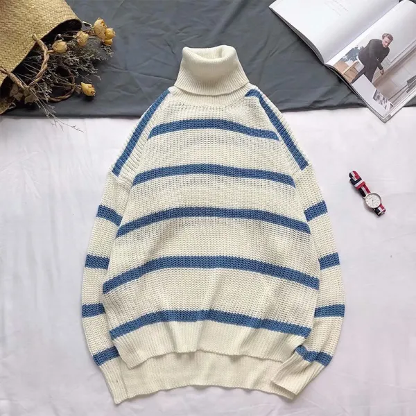  에이아이쇼퍼 남성 라운드 줄무늬 니트 스웨터 161