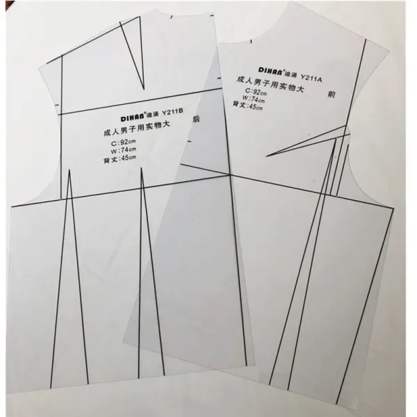 문구자 1:1/1:4인치 남자근무 상의 견본 한세트 포함 앞뒤 개 T01 1 1남성의 천 통치자