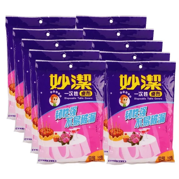 깨끗 하 다 일회용 식탁보 두께 근성 강 하 다 쉽게 깨 지지 않 는 주방 레스토랑 용 웨 딩 투명 플라스틱 방수 테이블 보 경사 중간 사이즈 식탁보 10 팩, 상세페이지 참조, 상세페이지 참조