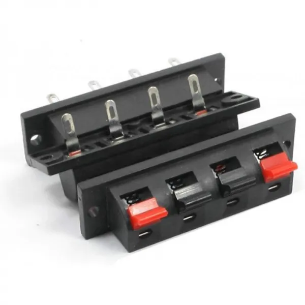 SODIAL (R) 결선 단자 스피커 단자 커넥터 X5 검은 색 빨간색 4 핀 4 포지션 64 x 17 x 17mm