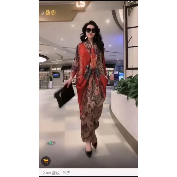 에스닉원피스 봄가을 자체디자인 프린팅 오버사이즈 여성패션 복고 이너 에스닉스타일 원피스 롱스커트