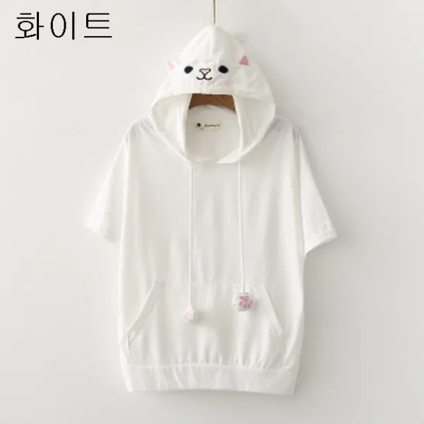 이우미 여성 봄 여름 7부 소매 러블리 학생 이너셔츠 루즈핏 캐주얼 맨투맨 후드티셔츠RW070