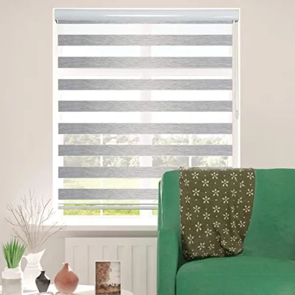 Eom Zebra 듀얼 레이어 롤러 쉬어 쉐이드 블라인드 라이트 필터링 윈도우 트리트먼트 낮과 밤 W 60inch Grey E0590081j71bcb9 W 60inch Grey W 60inch Grey