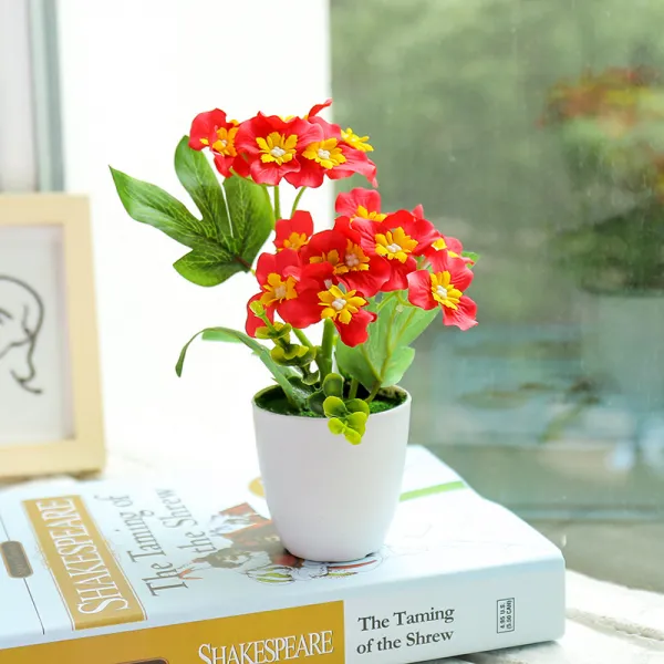 리얼 식물 월계화 디어 분경 함 화분 모방화 나비난 장식 플라스틱 꽃 조화 분재 연근 색미니 비닐 꽃5