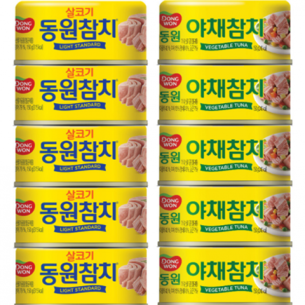 동원 참치 콤보팩 (살코기 + 야채 참치) 150g x 10 청정 해역 냉동 육질 DHA 칼슘 셀레늄 특성상 껍질 유통 변질