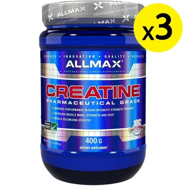 ALLMAX Nutrition 크레아틴 파우더 100% 순수 미분화 크레아틴 일수화물 약전 등급 크레아틴 14.11oz (400g) 3개, 선택, 상세설명참조
