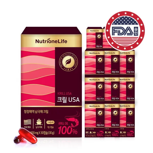 뉴트리원 크릴오일USA 1000mg*30캡슐 Made In U.S.A 오메가3 아스타잔틴 인지질 청정해역 남극해 크릴 + 활력환, 12box
