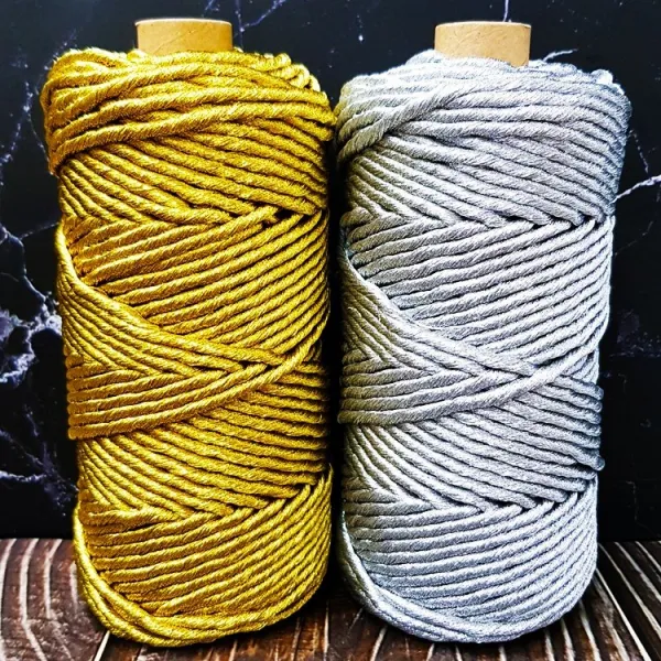 세기텍스타일 3.0mm 80m 메탈릭 푼사 메탈릭사 마크라메재료 (4color), 1.메탈릭 골드